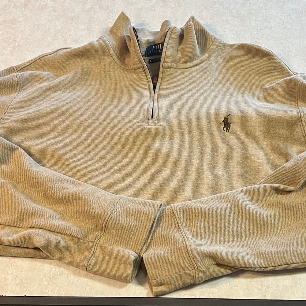 Polo by Ralph Lauren Men's Beige Zip-Up light weight Sweater